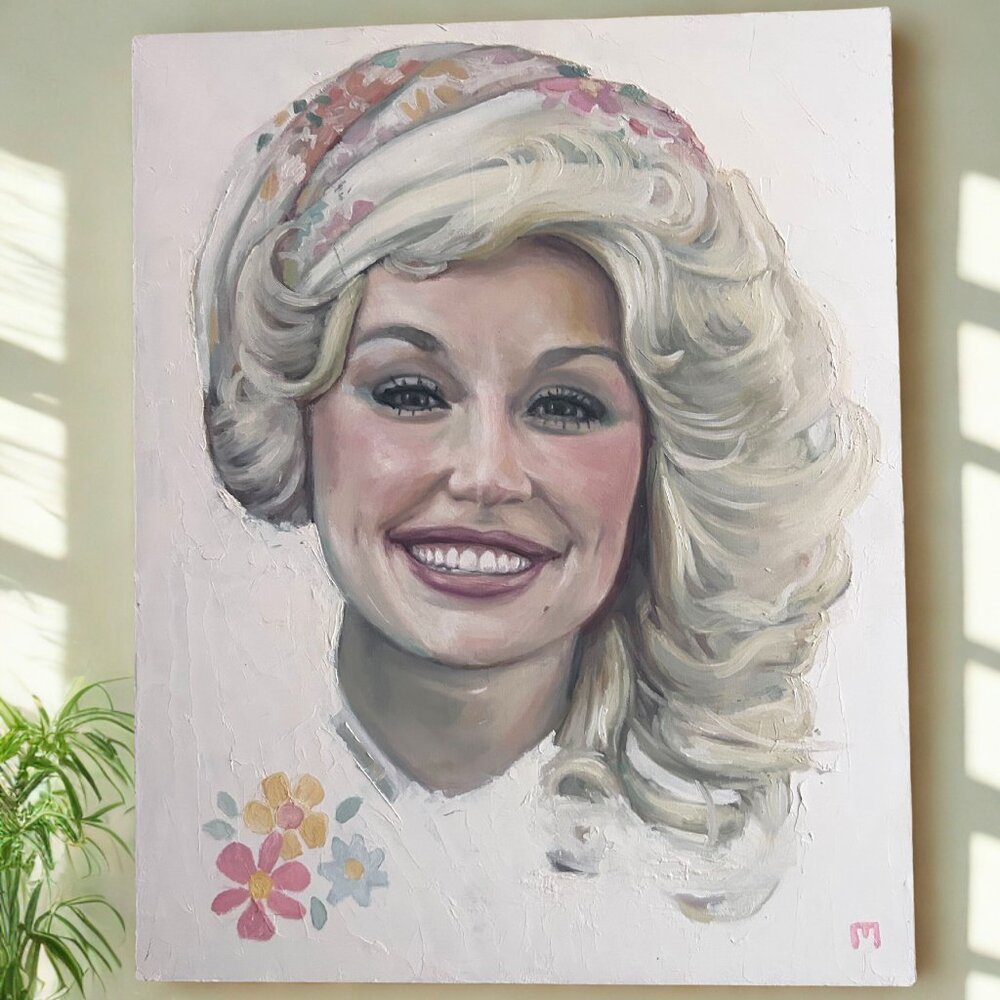 Dolly Parton Painting, Original. Oil on Wood 16 x 20